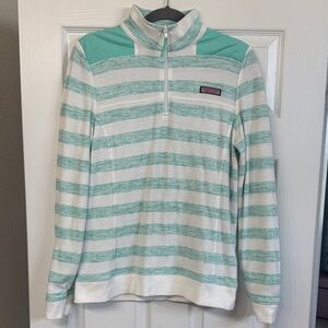 Vineyard Vines Mint and White Striped Shep Shirt